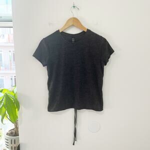 Kyodan Dark Gray Ruched Short Sleeve Workout Top Size XS